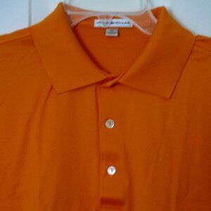 Peter Millar Mens S/S Orange Cotton Golf Polo Shirt - Size Medium